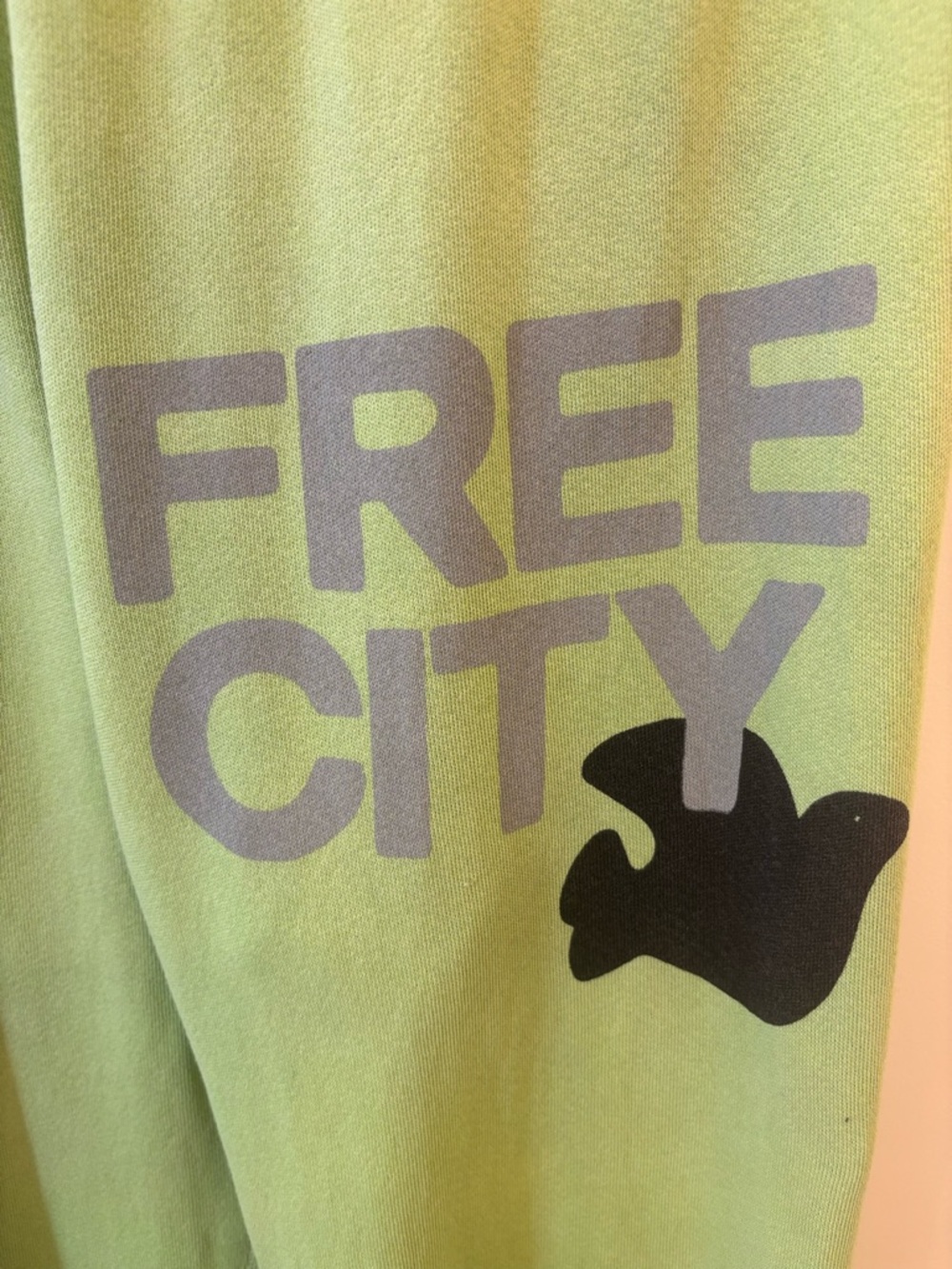 Freecity jogger sweat pants- Lime Green with Gray and Black Print Size Small